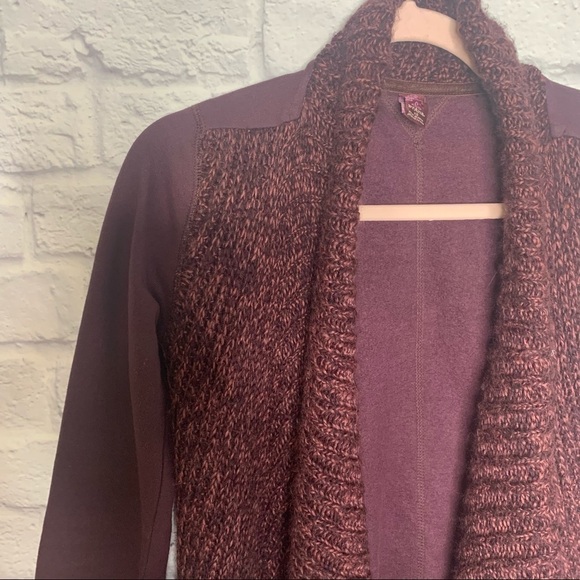 NWOT Prana Demure Eggplant Knit Open Front Draped Cardigan - Picture 10 of 15